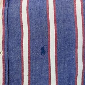 Ralph Lauren Shirt Mens 16.5 34/35 Blue Striped Classic Fit‎ Button-front Shirt